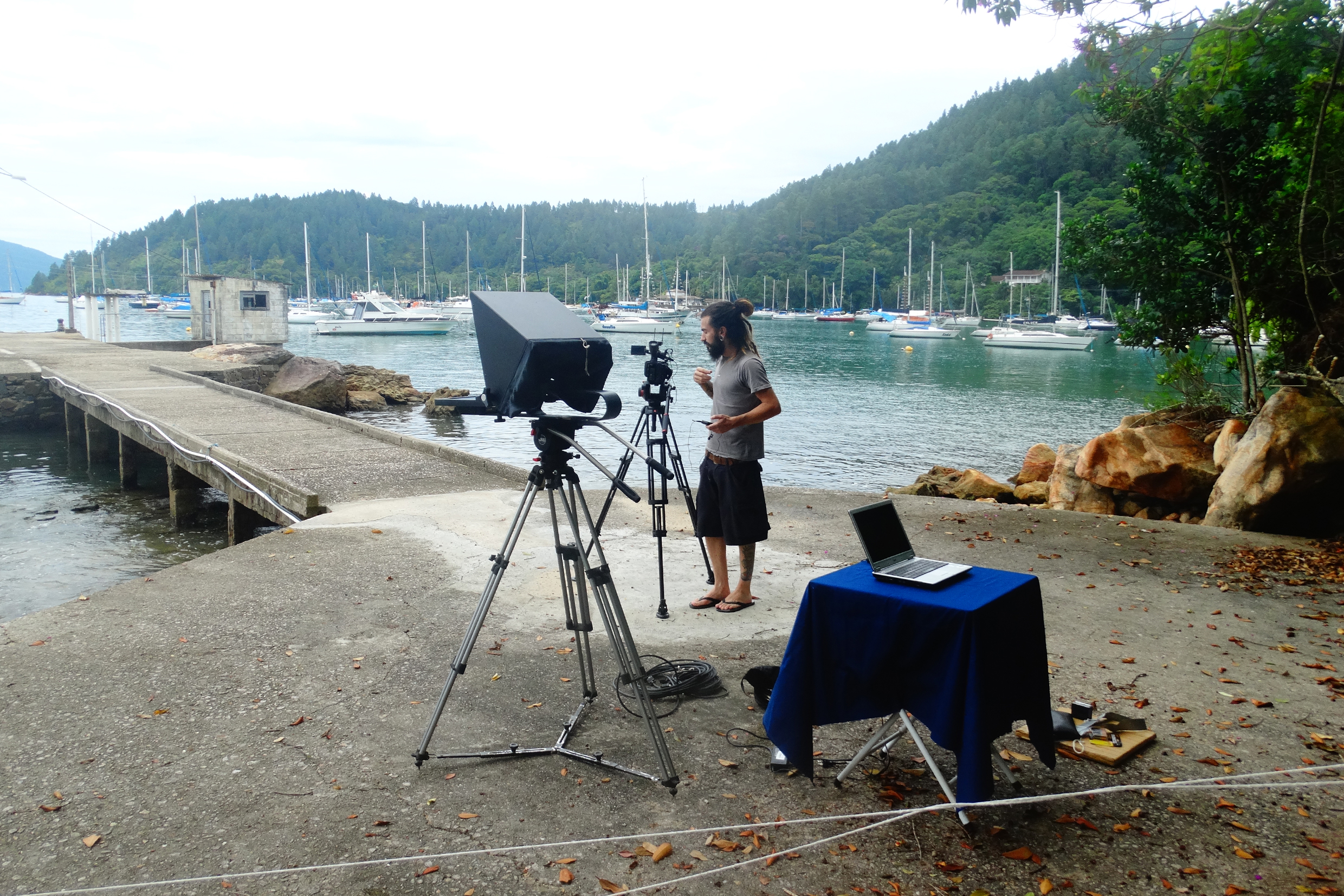 Preparing the equipment for the filming